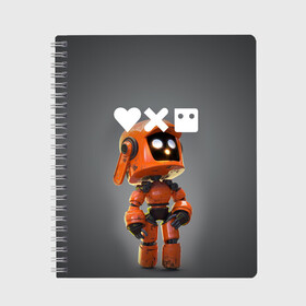 Тетрадь с принтом Love, Death and Robots | K-VRC (Z) , 100% бумага | 48 листов, плотность листов — 60 г/м2, плотность картонной обложки — 250 г/м2. Листы скреплены сбоку удобной пружинной спиралью. Уголки страниц и обложки скругленные. Цвет линий — светло-серый
 | death | k vrc | love | love death robots | netflix | robots | vedeathrobots | xbot 4000 | врц | любовь | нетфликс | роботы | сериал | сериалы