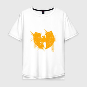 Мужская футболка хлопок Oversize с принтом Wu-Tang Yellow , 100% хлопок | свободный крой, круглый ворот, “спинка” длиннее передней части | black | hiphop | method man | music | new york | nyc | odb | old school | rap | rza | wu tang clan | wutang | ву тэнг | граффити | микрофон | музыка | нью йорк | рэп | рэпер | хипхоп