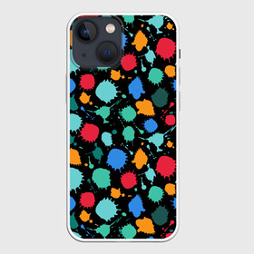 Чехол для iPhone 13 mini с принтом Брызги красок ,  |  | брызги | краски | палитра | пятна | радуга | текстура | цвет | яркое