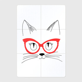 Магнитный плакат 2Х3 с принтом Киса в очках , Полимерный материал с магнитным слоем | 6 деталей размером 9*9 см | киса | котенок | котик | кошка в очках | очки