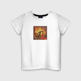 Детская футболка хлопок с принтом DOOM Вышивка , 100% хлопок | круглый вырез горловины, полуприлегающий силуэт, длина до линии бедер | doom | eternal | вышивка | дум | игра | палач рока | пиксель арт