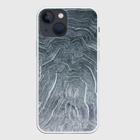 Чехол для iPhone 13 mini с принтом Negative Waves ,  |  | Тематика изображения на принте: background | chaos | dark | gradient | negative | paints | ripples | spot | spots | texture | wave | waves | white | белый | волны | градиент | лед | линии | полосы | пятна | пятно | светлый | синий | текстура | темная | фон