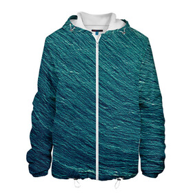 Мужская куртка 3D с принтом Endless Sea , ткань верха — 100% полиэстер, подклад — флис | прямой крой, подол и капюшон оформлены резинкой с фиксаторами, два кармана без застежек по бокам, один большой потайной карман на груди. Карман на груди застегивается на липучку | Тематика изображения на принте: background | blue | dark | gradient | green | lines | ocean | paints | ripples | sea | spot | spots | stripes | texture | waves | волны | голубая | градиент | зеленый | краски | линии | море | океан | полосы | пятна | пятно | рябь | текстура | т