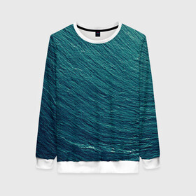 Женский свитшот 3D с принтом Endless Sea , 100% полиэстер с мягким внутренним слоем | круглый вырез горловины, мягкая резинка на манжетах и поясе, свободная посадка по фигуре | background | blue | dark | gradient | green | lines | ocean | paints | ripples | sea | spot | spots | stripes | texture | waves | волны | голубая | градиент | зеленый | краски | линии | море | океан | полосы | пятна | пятно | рябь | текстура | т