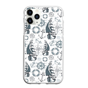 Чехол для iPhone 11 Pro матовый с принтом Морской узор  Nautical Pattern , Силикон |  | anchor | anchors | lifebuoy | maritime | nautica | sail | sailboat | ship | ships | для моряков | компас | корабли | корабль | морская тематика | морской волк | моряк | парусник | роза ветров | спасательный круг | стороны света