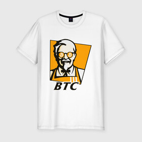 Мужская футболка хлопок Slim с принтом BITCOIN / БИТКОИН / KFC , 92% хлопок, 8% лайкра | приталенный силуэт, круглый вырез ворота, длина до линии бедра, короткий рукав | binance | binance com | bitcoin | bittrex com | btc | exmo me | hodl | kfc | trading | банан | банан биржа | бинанс | биткоин | график | криптовалюта биржа | криптотрейдер | криптотрейдинг | кфс. | трейдинг