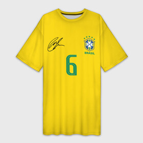 Платье-футболка 3D с принтом Р. Карлос | футболка сборной ,  |  | brazil national football team | brazil nt | r. carlos | roberto carlos | vdzabma | р. карлос | роберто карлос | сборная бразилии | сборная бразилии по футболу