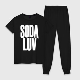 Женская пижама хлопок с принтом Репер - SODA LUV , 100% хлопок | брюки и футболка прямого кроя, без карманов, на брюках мягкая резинка на поясе и по низу штанин | rap | rapper | soda luv | st. petersburg | vladislav terentyuk | владислав терентюк | репер | рэп | рэп исполнитель | санкт петербург