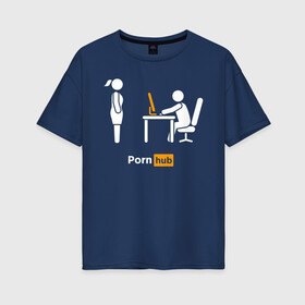 Женская футболка хлопок Oversize с принтом Pornhub , 100% хлопок | свободный крой, круглый ворот, спущенный рукав, длина до линии бедер
 | interview | lettering | pc | people | work | люди | надпись | пк | работа | собеседование