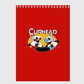 Скетчбук (блокнот) с принтом Cuphead , 100% бумага
 | 48 листов, плотность листов — 100 г/м2, плотность картонной обложки — 250 г/м2. Листы скреплены сверху удобной пружинной спиралью | Тематика изображения на принте: animation | cup | cuphead | gamer | mugman | retro | run and gun | shooter | анимация | ретро | чашек | чашка | чашкоголовый | шутер