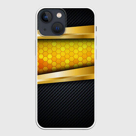 Чехол для iPhone 13 mini с принтом 3D ЗОЛОТЫЕ СОТЫ  БРОНЯ 3Д ,  |  | 3d | 3д | luxury | versace | vip | абстракция | блеск | блестки | версаче | вип | паттерн | роскошь | соты | текстуры