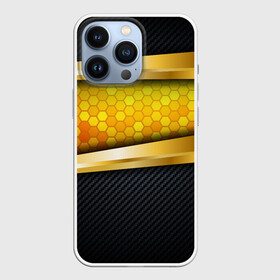 Чехол для iPhone 13 Pro с принтом 3D ЗОЛОТЫЕ СОТЫ  БРОНЯ 3Д ,  |  | 3d | 3д | luxury | versace | vip | абстракция | блеск | блестки | версаче | вип | паттерн | роскошь | соты | текстуры