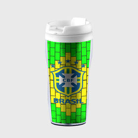 Термокружка-непроливайка с принтом Сборная Бразилии , внутренняя часть — пищевой пластик, наружная часть — прозрачный пластик, между ними — полиграфическая вставка с рисунком | объем — 350 мл, герметичная крышка | brazil | neymar | бразилия | коутиньо | марсело | неймар | роберто карлос | роналдиньо | роналдо | сборная бразилии | спорт | футбол | чемпионат мира