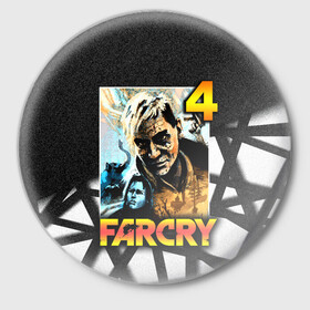 Значок с принтом FARCRY 4 | Пэйган Мин ,  металл | круглая форма, металлическая застежка в виде булавки | far cry | far cry 5 | far cry new dawn | far cry primal | farcry | fc 5 | fc5 | game | new dawn | primal | игры | постапокалипсис | фар край | фар край 5