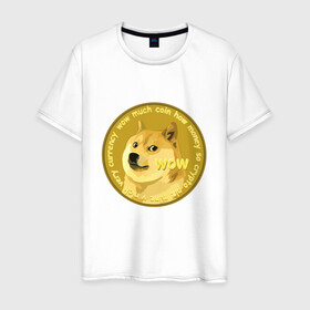 Мужская футболка хлопок с принтом DOGECOIN / DOGE / ДОГИКОИН , 100% хлопок | прямой крой, круглый вырез горловины, длина до линии бедер, слегка спущенное плечо. | crypto | cryptocurrency | doge | dogecoin | elon mask | trading | биржа криптовалют | доги | догикоин | илон маск | криптовалюта | мем | трейдинг.