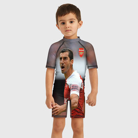 Детский купальный костюм 3D с принтом H. Mkhitaryan | Arsenal , Полиэстер 85%, Спандекс 15% | застежка на молнии на спине | Тематика изображения на принте: arsenal | arsenal fc | henrikh mkhitaryan | mkhitaryan | vdzabma | арсенал | генрих мхитарян | мхитарян | фк арсенал