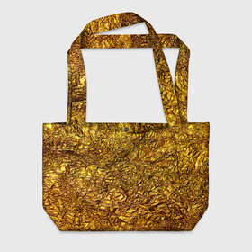 Пляжная сумка 3D с принтом Сусальное золото , 100% полиэстер | застегивается на металлическую кнопку; внутренний карман застегивается на молнию. Стенки укреплены специальным мягким материалом, чтобы защитить содержимое от несильных ударов
 | gold | золото | золотой | мятая | сусальное | фольга