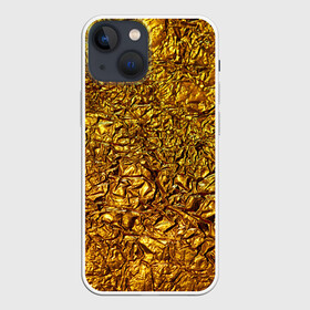 Чехол для iPhone 13 mini с принтом Сусальное золото ,  |  | Тематика изображения на принте: gold | золото | золотой | мятая | сусальное | фольга