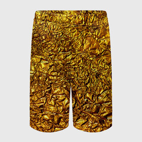 Детские спортивные шорты 3D с принтом Сусальное золото ,  100% полиэстер
 | пояс оформлен широкой мягкой резинкой, ткань тянется
 | gold | золото | золотой | мятая | сусальное | фольга