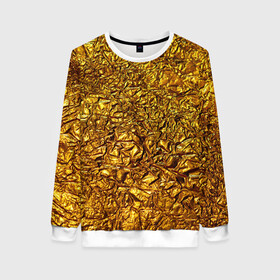 Женский свитшот 3D с принтом Сусальное золото , 100% полиэстер с мягким внутренним слоем | круглый вырез горловины, мягкая резинка на манжетах и поясе, свободная посадка по фигуре | gold | золото | золотой | мятая | сусальное | фольга