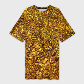 Платье-футболка 3D с принтом Сусальное золото ,  |  | Тематика изображения на принте: gold | золото | золотой | мятая | сусальное | фольга