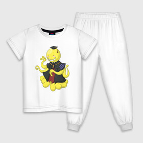 Детская пижама хлопок с принтом Коро-сенсей минимализм , 100% хлопок |  брюки и футболка прямого кроя, без карманов, на брюках мягкая резинка на поясе и по низу штанин
 | аниме | квест коро сенсея | коросенсей | монстр | наемник | подопытный | учитель | шинигами