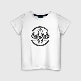 Детская футболка хлопок с принтом Вороны Одина , 100% хлопок | круглый вырез горловины, полуприлегающий силуэт, длина до линии бедер | бьерн | валхалла | викинги | вороны одина | лодброк | мунин | норманы | один | рагнар | руны | скандинавская мифология | тор | хугин