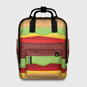 Женский рюкзак 3D с принтом Бутерброд , 100% полиэстер | лямки с регулируемой длиной, сверху ручки, чтобы рюкзак нести как сумку. Основное отделение закрывается на молнию, как и внешний карман. Внутри два дополнительных кармана, один из которых закрывается на молнию. По бокам два дополнительных кармашка, куда поместится маленькая бутылочка
 | background | burger | fast food | food | hamburger | sandwich | texture | будет | бургер | бутерброд | гамбургер | еда | текстура | фастфуд | фон