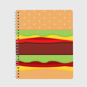 Тетрадь с принтом Бутерброд , 100% бумага | 48 листов, плотность листов — 60 г/м2, плотность картонной обложки — 250 г/м2. Листы скреплены сбоку удобной пружинной спиралью. Уголки страниц и обложки скругленные. Цвет линий — светло-серый
 | background | burger | fast food | food | hamburger | sandwich | texture | будет | бургер | бутерброд | гамбургер | еда | текстура | фастфуд | фон