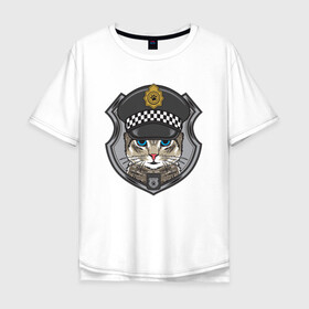 Мужская футболка хлопок Oversize с принтом CAT POLICE | КОШАЧЬЯ ПОЛИЦИЯ (Z) , 100% хлопок | свободный крой, круглый ворот, “спинка” длиннее передней части | 102 | 112 | cat | cats | constabulary | cop | law | meow | police | policeman | жандарм | интерпол | коп | копы | кот | котик | котики | коты | кошка | кошки | красивая кошка | мент | мяу