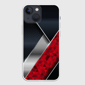 Чехол для iPhone 13 mini с принтом 3D BLACK AND RED METAL ,  |  | 3d | 3д | luxury | versace | vip | абстракция | блеск | блестки | версаче | вип | паттерн | роскошь | соты | текстуры