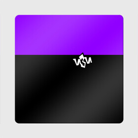 Магнит виниловый Квадрат с принтом ИЗИ | EASY , полимерный материал с магнитным слоем | размер 9*9 см, закругленные углы | easy | изи | сиреневый | текст | черный