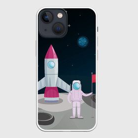 Чехол для iPhone 13 mini с принтом Астронавт покоряет космос ,  |  | astronaut | moon | planets | rocket | shuttle | space | stars | звёзды | космонавт | космос | луна | планеты | ракета | шаттл