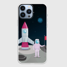 Чехол для iPhone 13 Pro Max с принтом Астронавт покоряет космос ,  |  | astronaut | moon | planets | rocket | shuttle | space | stars | звёзды | космонавт | космос | луна | планеты | ракета | шаттл