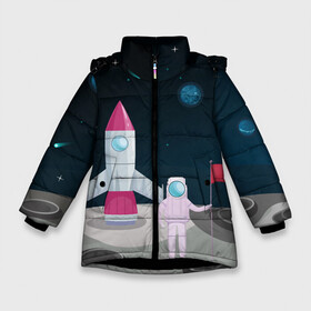 Зимняя куртка для девочек 3D с принтом Астронавт покоряет космос , ткань верха — 100% полиэстер; подклад — 100% полиэстер, утеплитель — 100% полиэстер. | длина ниже бедра, удлиненная спинка, воротник стойка и отстегивающийся капюшон. Есть боковые карманы с листочкой на кнопках, утяжки по низу изделия и внутренний карман на молнии. 

Предусмотрены светоотражающий принт на спинке, радужный светоотражающий элемент на пуллере молнии и на резинке для утяжки. | astronaut | moon | planets | rocket | shuttle | space | stars | звёзды | космонавт | космос | луна | планеты | ракета | шаттл