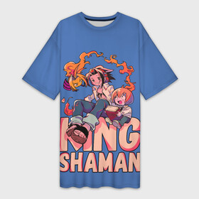 Платье-футболка 3D с принтом King Shaman ,  |  | anna | asakura | asakura anna | asakura hao | asakura yoh | hao | ren | shaman | shaman king | soulб | yoh | аниме | анна | дух | духи | йо | рен | хао | шаман | шаман кинг | шаманы
