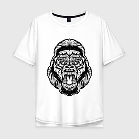 Мужская футболка хлопок Oversize с принтом Злая Горилла , 100% хлопок | свободный крой, круглый ворот, “спинка” длиннее передней части | Тематика изображения на принте: animal | beast | gorilla | monkey | горилла | животные | зверь | конг | обезьяна | природа | хищник