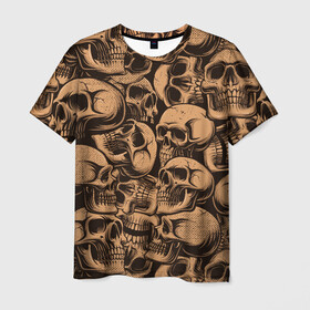 Мужская футболка 3D с принтом Черепа , 100% полиэфир | прямой крой, круглый вырез горловины, длина до линии бедер | rock and roll | rock n roll | skull | рок н ролл | череп | черепушка