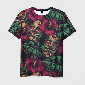 Мужская футболка 3D с принтом Тропический , 100% полиэфир | прямой крой, круглый вырез горловины, длина до линии бедер | beach | mask | palm | sea | summer | tropical | волны | жара | летние | лето | маска | море | пальмы | пляж | тропический