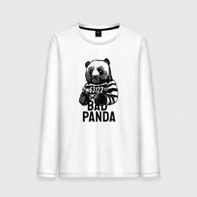 Мужской лонгслив хлопок с принтом Плохая панда , 100% хлопок |  | bad | panda | заключенный | медведь | наручники | панда