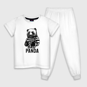 Детская пижама хлопок с принтом Плохая панда , 100% хлопок |  брюки и футболка прямого кроя, без карманов, на брюках мягкая резинка на поясе и по низу штанин
 | Тематика изображения на принте: bad | panda | заключенный | медведь | наручники | панда
