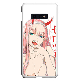 Чехол для Samsung S10E с принтом Darling in the Franxx Zero Two , Силикон | Область печати: задняя сторона чехла, без боковых панелей | 02 | anime girl | darling in the franxx | zero two | аниме | дарлинг во франксе | девушка с розовыми волосами | манга | милый во франксе | ноль два | розовые волосы | тян