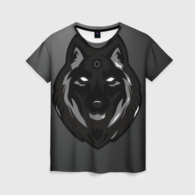 Женская футболка 3D с принтом Демон волк , 100% полиэфир ( синтетическое хлопкоподобное полотно) | прямой крой, круглый вырез горловины, длина до линии бедер | волк | зверь | серый | тьма | хищник | чёрный