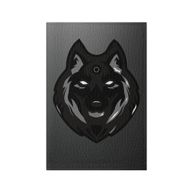 Обложка для паспорта матовая кожа с принтом Демон волк , натуральная матовая кожа | размер 19,3 х 13,7 см; прозрачные пластиковые крепления | Тематика изображения на принте: волк | зверь | серый | тьма | хищник | чёрный