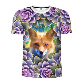 Мужская футболка 3D спортивная с принтом Лиса среди цветов , 100% полиэстер с улучшенными характеристиками | приталенный силуэт, круглая горловина, широкие плечи, сужается к линии бедра | Тематика изображения на принте: flower | flowers | fox | лиса | лисичка | цветок | цветы