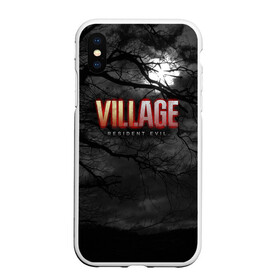 Чехол для iPhone XS Max матовый с принтом Resident Evil: Village $$$ , Силикон | Область печати: задняя сторона чехла, без боковых панелей | alsina dimitrieska | darkness | game | inscription resident evil: village | moon | print resident evil: village | village | альсина димитриеска | деревня | игра | луна | надпись resident evil: village | принт resident evil: village | тьма