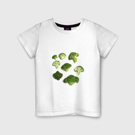 Детская футболка хлопок с принтом брокколи , 100% хлопок | круглый вырез горловины, полуприлегающий силуэт, длина до линии бедер | брокколи | еда | овощи | правильное питание