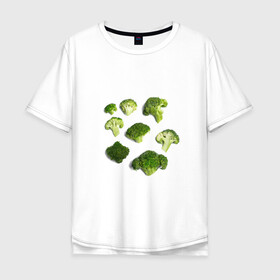Мужская футболка хлопок Oversize с принтом брокколи , 100% хлопок | свободный крой, круглый ворот, “спинка” длиннее передней части | брокколи | еда | овощи | правильное питание