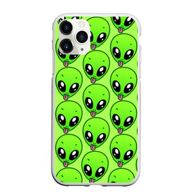 Чехол для iPhone 11 Pro матовый с принтом Инопланетяне , Силикон |  | детская | зелёный человек | инопланетяне | инопланетянин | кислотно зеленая | летняя | лето | нло | пришелец | пришельцы | солнце | язык