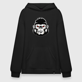 Худи SuperOversize хлопок с принтом Bad Monkey , 70% хлопок, 30% полиэстер, мягкий начес внутри | карман-кенгуру, эластичная резинка на манжетах и по нижней кромке, двухслойный капюшон
 | Тематика изображения на принте: animal | beast | gorilla | monkey | горилла | животные | зверь | конг | обезьяна | природа | хищник